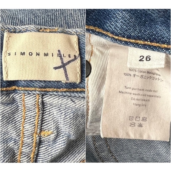 SIMON MILLER Low Rise Distressed Japanese Denim Wide Leg Raw Hem Crop Jean 26 - Picture 7 of 8